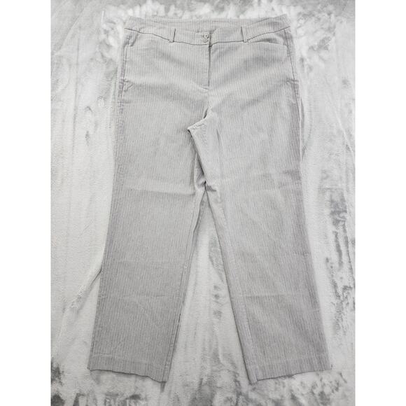 Lane Bryant Pants - Lane Bryant Striped High Rise‎ Slim Leg Ankle Pants Size 22 Gray Stretch Office